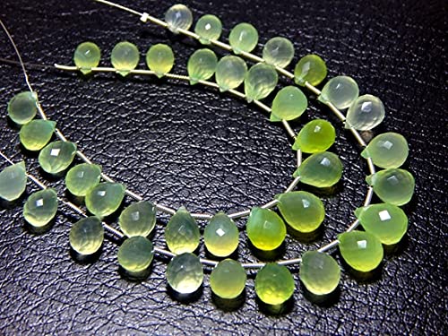 Green chalcedony faceted teardrop beads en pierres naturelles taillées en gouttes
