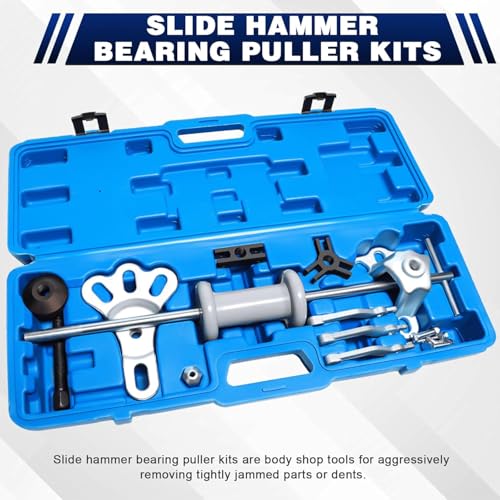 GEARMONSTER 18tlg Radnabenabzieher Radlager Abzieher Radnaben Abzieher-Satz Radlagerwerkzeug mit Gleithammer für Auto Radnaben, Achsen, Öldichtungen, Buchsen