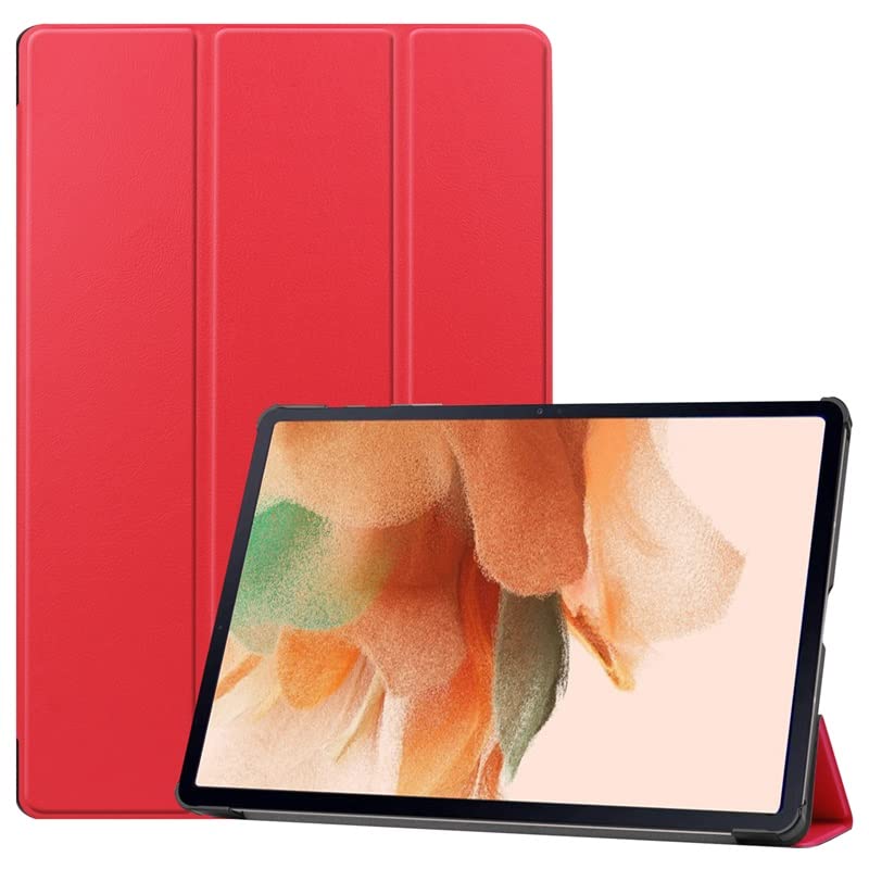 Image of Premium Shock Proof Stand Folio Multi Viewing Angles Hard PC Clear Back Case Cover Compatible with Samsung Galaxy Tab S8 Plus 12.4 inch (Red)