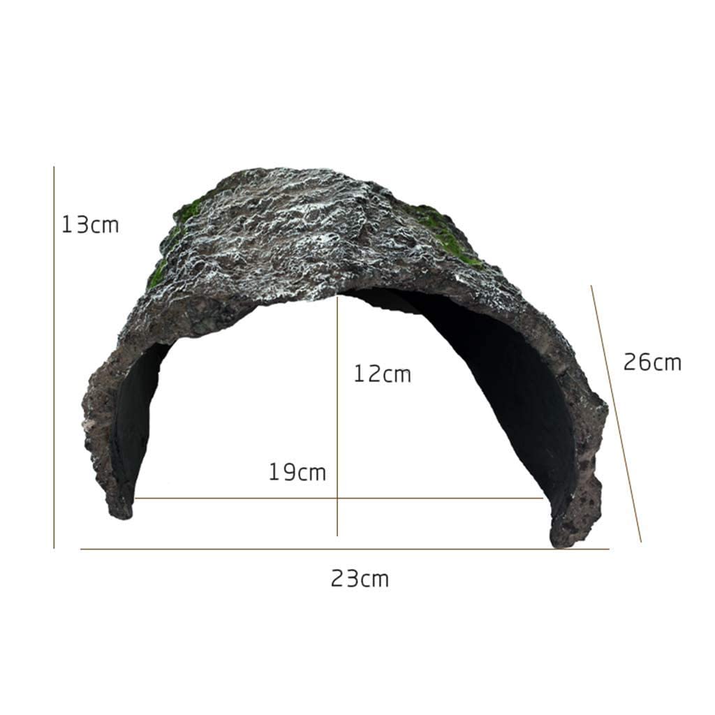 Escondite de reptiles de roca, caja de cueva de reptiles, decoración de esquina de hábitat, escondites de anfibios, tortugas lagartos, accesorios para cajas de reptiles, adornos (23*26*13 cm)