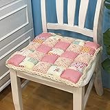 vctops Patchwork Chair Pad with Ties No Slip Lace Trim Chair Cushion Farmhouse Floral Print Kitchen Dining Seat Cushion (012, 16'x16')
