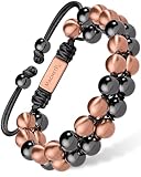 MagnetRX® Magnetic Bracelets for Men & Women – MAX Strength Magnetic Hematite & Copper Bracelet with 8mm Solid Copper Beads (Double Copper)