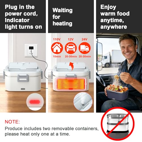 IFENROL Electric Lunch Box for Adults, 1.8L 100W Heating Lunch Box for Men - image 2