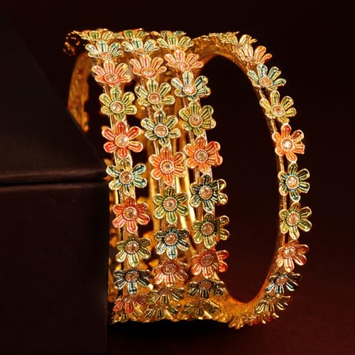 Image of Rubans Bangles Set Gold Plated Traditional Ethnic Stylish Trendy Jewellery Gift for Women & Girls