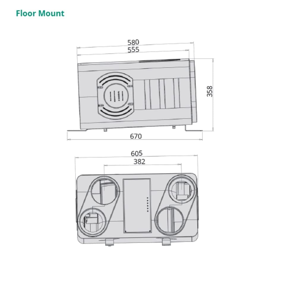 Aircycle 1.3+ Unidad de ventilación de recuperación de calor | Montaje en piso | Bypass de verano | Potenciómetro PCB | Invertido
