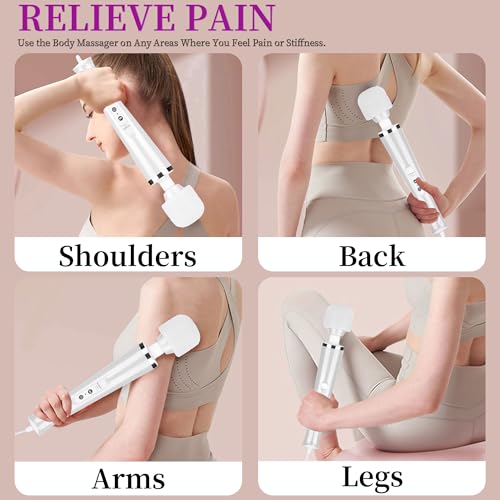 Image of Wired Wand Massager for Women, 10-Speed Electric Handheld Deep Tissue Massager, Powerful Plug-in Full Body Muscle Recovery Tool for Neck, Back, Shoulder & Foot Relief (White)