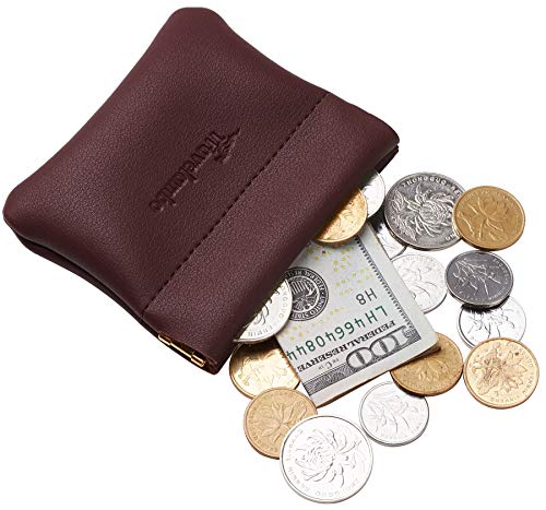 Image of Travelambo Leather Squeeze Coin Purse Pouch Change Holder For Men & Women 2 pcs set