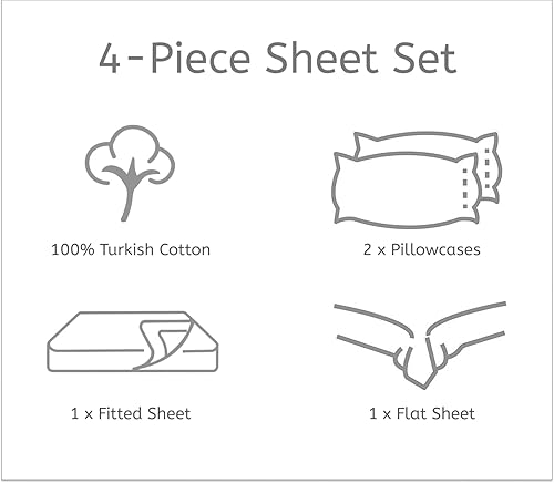 Miniatura 9 de Venice Home Juego de sábanas de jersey 100% algodón, 4 piezas (blanco, California King)