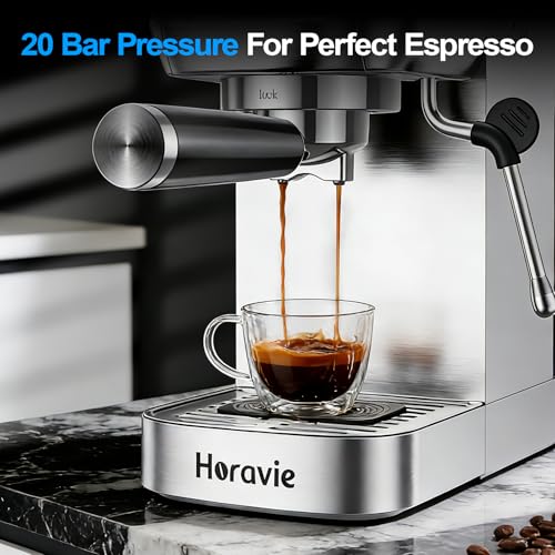 Image of Horavie Ultra Espresso Machine with LCD Display, Espresso Maker with Powerful Milk Frother, Customizable Brewing Temperature, Professional Cappuccino & Latte Machine, Gift for Men & Women