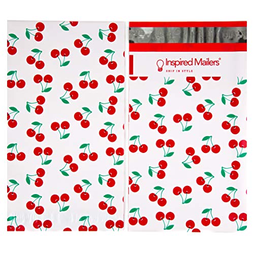 Image of Inspired Mailers - Poly Mailers Variety Pack of 30 (10 each: 6x9, 10x13, 14.5x19 Sizes) - Cherries - Shipping Envelopes