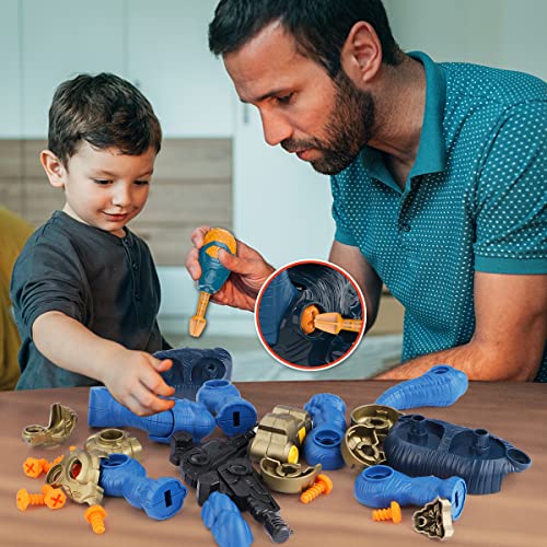 GILOBABY Dinosaurier Montage Spielzeug, 2-in-1 DIY Dinosaurier Spielzeug mit LED-Augen Musik Schraubendreher und Schrauben, Geschenke für Kinder Jungen und Mädchen ab 3 Jahre – Brachiosaurus - Image 3