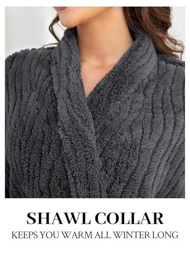 Image of Hellomamma Plush Fleece Robes for Women Long Warm Bathrobes with Pockets