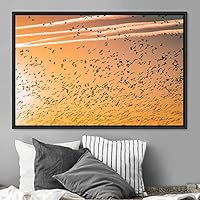 Framed Canvas Wall Art Flying Together Birds Farmhouse/Country Group Group Multicolor Photography Realism Relax/Calm Warm - 16x24 inches
