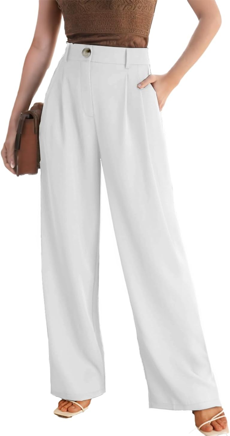 Women's Wide Leg Dress Pants High Waisted Loose Fit Business Casual Work Trousers with Pockets 2025