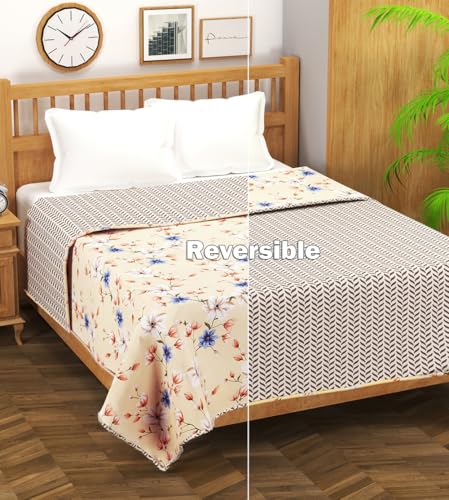 Image of Amazon Brand - Umi Blanket for Single Bed, 120 GSM Microfiber 2 Layered Quilted Dohar, Soft Lightweight Reversible Printed AC Blanket Single Bed for All Season (Mustard, 152 x 225 cm)