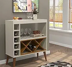 Aparador Barzinho Bar Com Adega/VINHO/Retrô/Cantinho Do Café (OFF WHITE FREIJÓ)