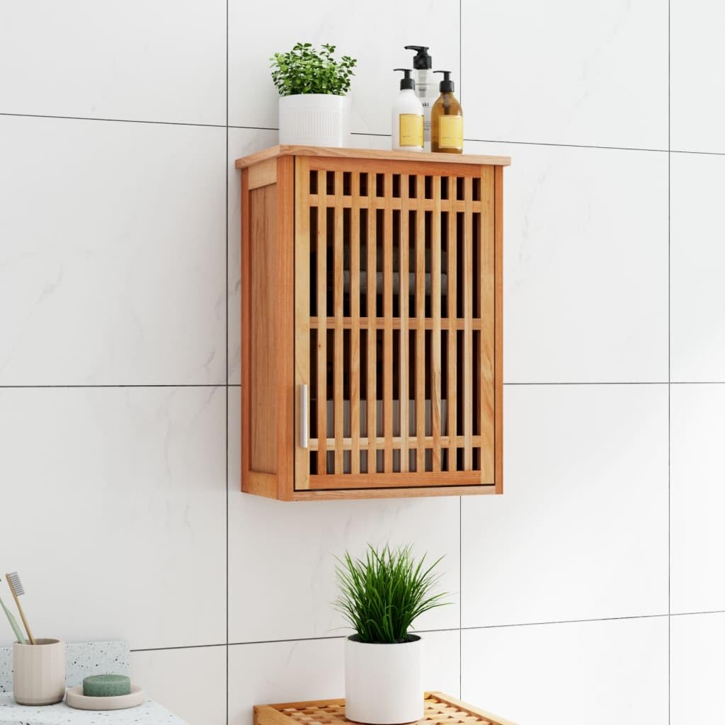 vidaXL Armoire Murale, Placard avec Rangement, Armoire Suspendue avec Porte, Meuble de Salle de Bain Toilette, Bois Massif de Noyer