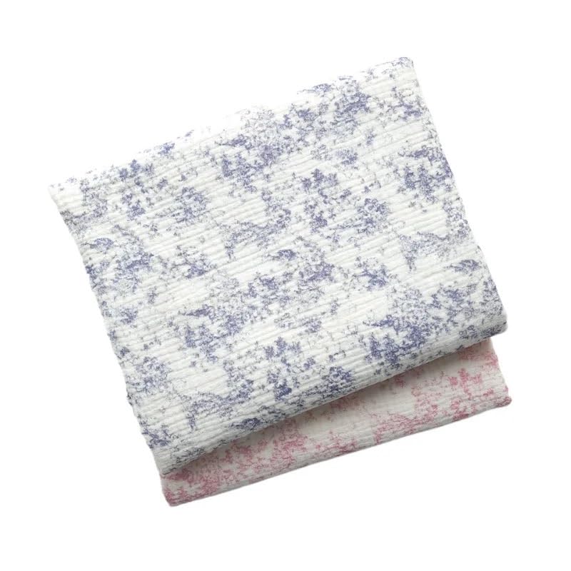 Stoffe Zum NäHen 135 x 50 cm, reine Baumwolle, blauer Blumendruck, doppellagiger Gaze-Kreppstoff for Zuhause, Kleidung, Pyjamas, Decken, handgefertigter DIY-Stoff(2,135x500cm)