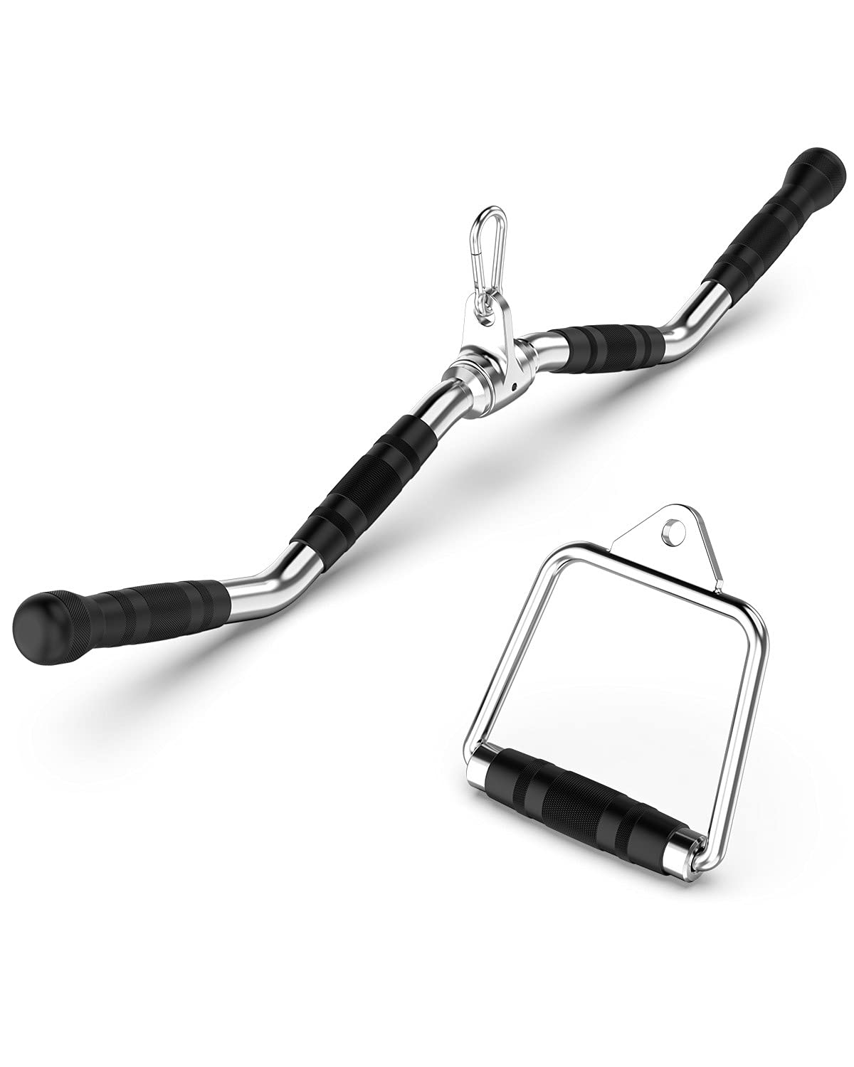 LAT Pulldown Bar Attachment For Cable Machines - D-Handle Gym Equipment For Back & Arm Workouts