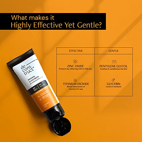 Image of Deconstruct Tinted Mineral Sunscreen Spf 55+ And Pa++++|Sunscreen Cream For Women&Men With Zinc Oxide Filters|Broad Spectrum,Water&Sweat Resistant ,Photostable,No White Cast|For All Skin Types-50Gm