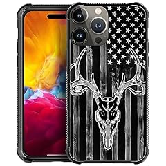 Black wood grain USA American Flag Hunter deer