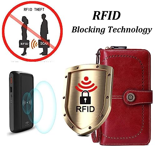 Image of Women's RFID Blocking Wallet Large Zip Around Leather Clutch with Wristlet | Large Capacity, 23 Card Slots, 2 ID Windows, Phone Holder, Soft PU Leather, RFID Secure, Coin Pocket, Checkbook Holder