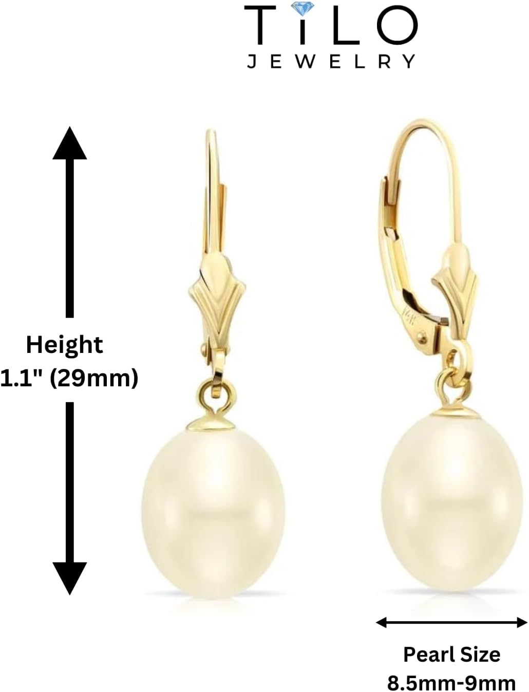 14k Yellow Gold Freshwater Cultured Pearl Leverback Drop Earring