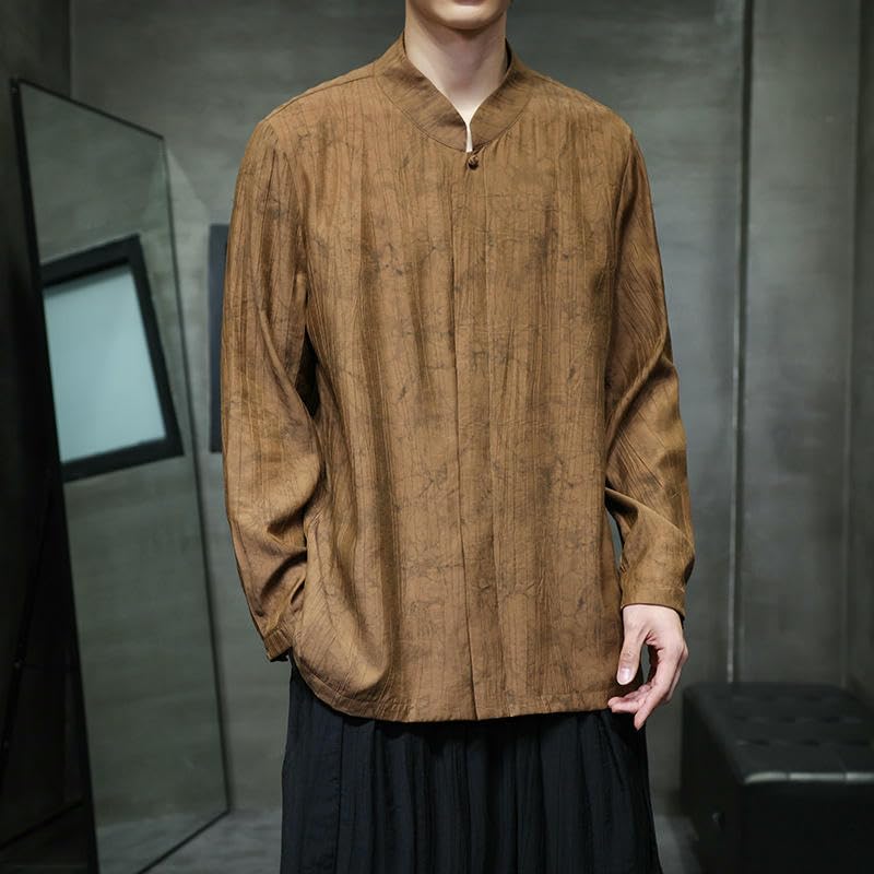 Chemise en lin style chinois col carré finitions premium
