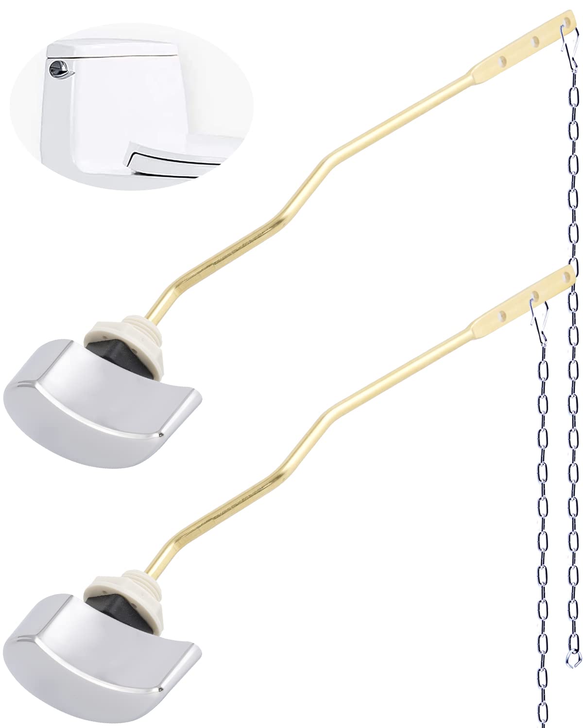 Hygie Rinse2 Packs Toilet Flush Lever Handle Replacement Compatible with TOTO Toilet Tank for TOTOTHU068#CP Trip Lever for St743S, Chrome
