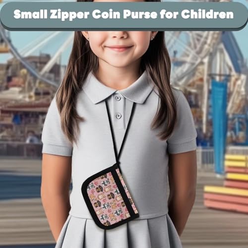 COEQINE Dog Paw Print Girls Wallet for Kids 4-6 Pink Small Coin Purse With Lanyard for Travel Birthday Trifold Novelty Wallet Front Pocket4