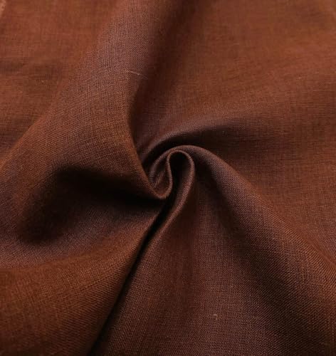 Tissu lin viscose marron rouille au mètre 144,8 cm pour couture écoresponsable