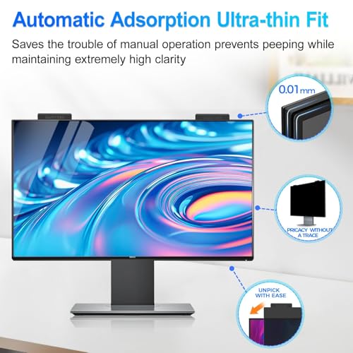 Image of 2Pack Magnetic 27 Inch Privacy Screen for Computer Monitor 16:9 Aspect Ratio, Hanging Removable Anti-Blue /Glare Protector Film, Anti Spy Desktop Security Private Filter 27in