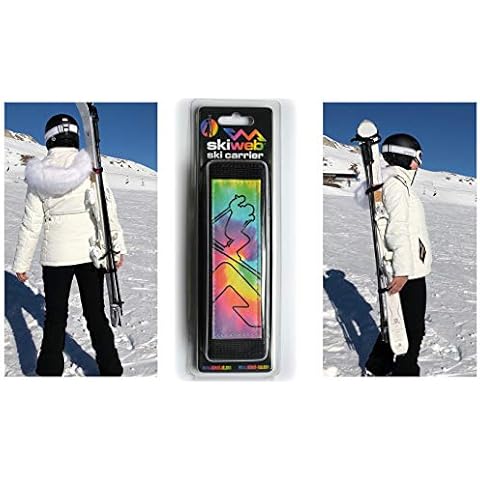 Skiweb Hands Free Ski & Pole Carrier. Pocket Size To Use At Any Time. Straps Skis And Poles In To One Unit Leaving Your Hands Free Cover