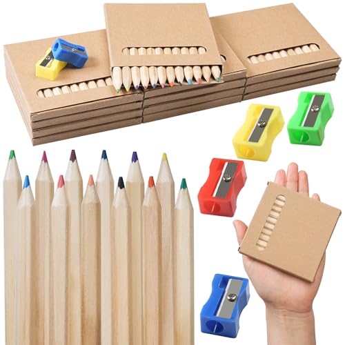 Annickee 144 Mini Lápices de Colores, Lapices Colores con Sacapuntas, Crayons Colore 8,7 cm/3.43 in, Lápices Colore, Mini Lapices Set, Apto para Guardería, Hogar, Escuela