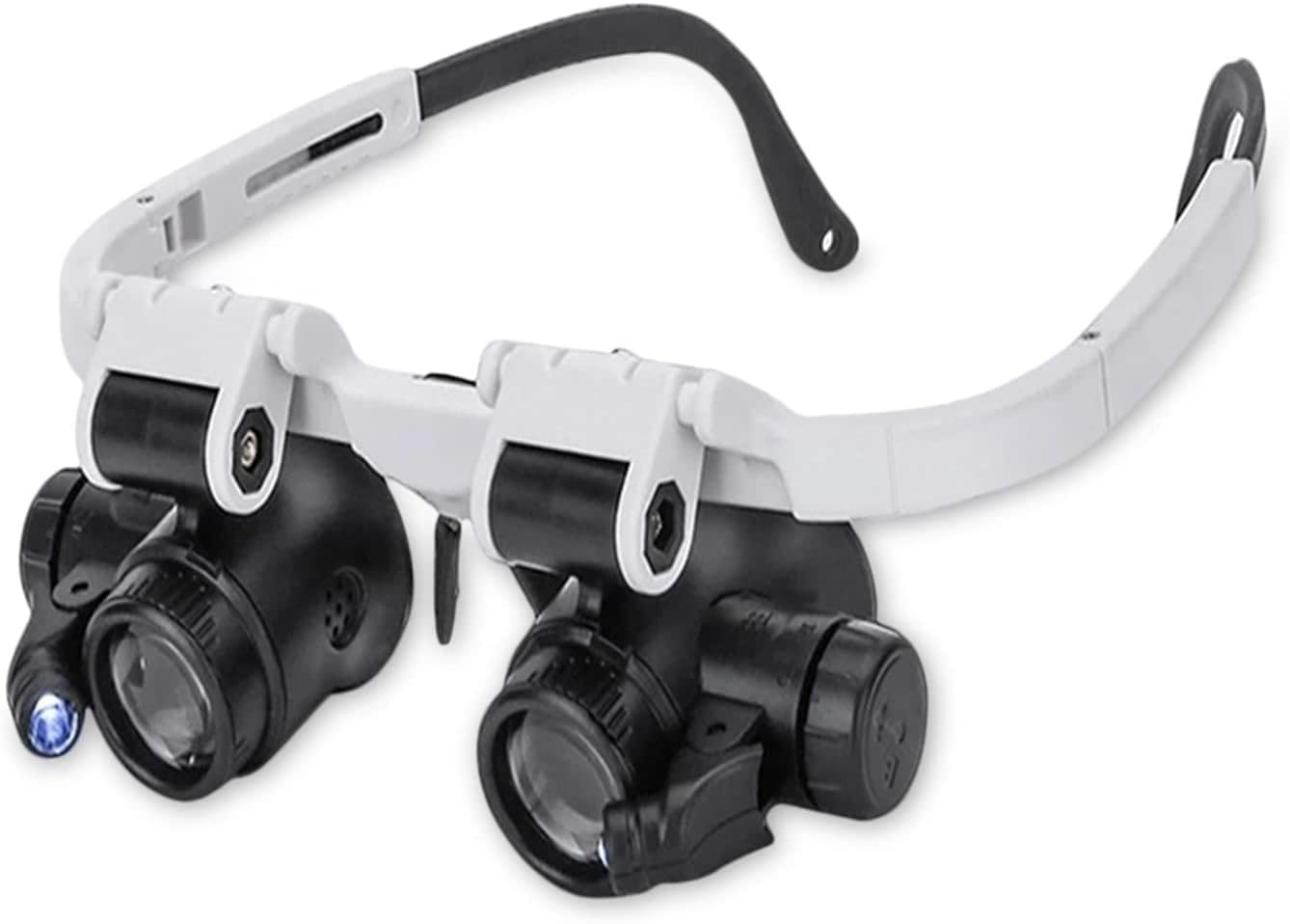 asdchZen Magnifying Glass Lamp 2Led Head-Mounted Illuminating Microscope Headband Repair Led Lamp Light Magnifying Glass With 8X 15X 23X Magnifier Loupe Flexible Gooseneck Arm Marriage