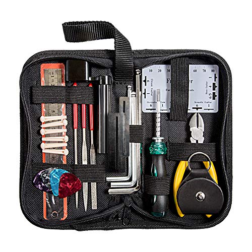 YZNlife 23pcs Guitar tools Guitar Maintenance Cleaning Tool Kit Includes String Organizer & String Action Ruler & Gauge Measuring Tool & Hex Wrench Set & Files for Guitar Ukulele Bass Mandolin Ba
