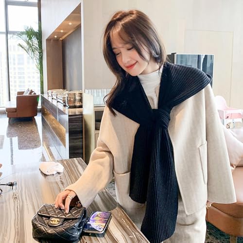 Topwon Women Winter Hooded Hat with Scarf Attached Crochet Knit Shawl Pullover Neckwarmer2