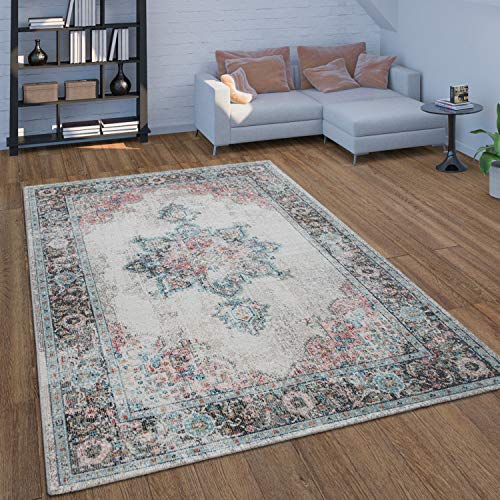 Paco Home In- & Outdoor-Teppich Für Balkon Terrasse, Kurzflor Mit Orient-Design In Beige, Grösse:Ø 160 cm Rund