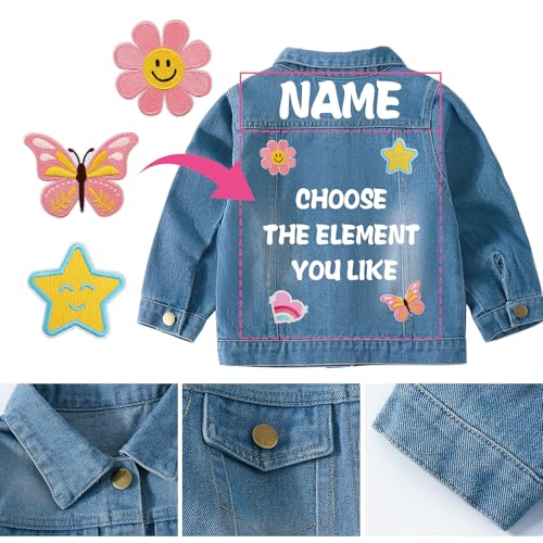 Personalized Denim Jacket for Girls Boys Kids & Toddler, Girls' Spring Autumn Denim Jackets Outerwear, Personalized Baby Gifts, Custom 1-8st Christmas Birthday Gifts for Girls Boys4