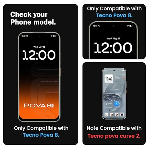 Image of FIRST MART Tempered Glass for Tecno Pova 8, 9H 0.3 mm Full-Glue Screen Protector with Cable Protector, 3D Edge-to-Edge, HD Clear, Case-Friendly, Black, Pack of 1