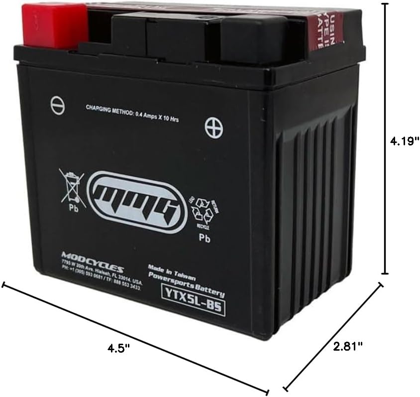 MMG High Performance Powersports 12v Battery, Compatible with YTX5L-BS PTX5L-BS CTX5L-BS