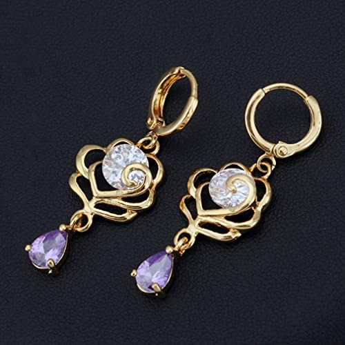 YAZILIND Fashion Hollow Flower Shape Inlaid Cubic Zirconia Pendant Hoop Earrings Jewelry for Women Girl