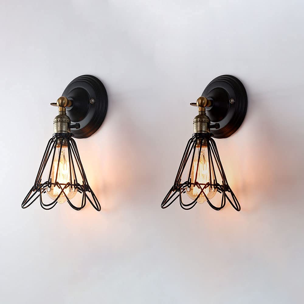 Aplique de pared vintage de metal rústico: juego de 2 luces regulables de salón