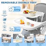 Chaise haute bébé, Chaises hautes pour bébés et tout-petits, Siège à manger portable avec plateau alimentaire réglable & repose-pieds, chaise d'alimentation pour bébé compacte, chaise haute pour les enfants 2 Bébés bib, 5-Point Harnais, facile à nettoyer