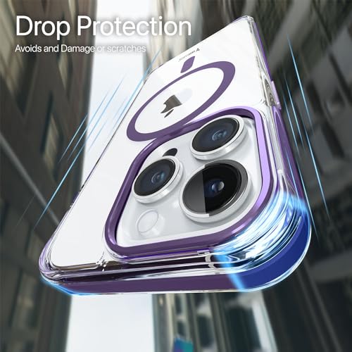 Image of Vaku Luxos Apex Magpro Back Cover Case for iPhone 15 Pro Shockproof Scratch Resistant Slim Thin Military-Grade Protection Support Mag-Safe Wireless Magnetic Charging - Purple
