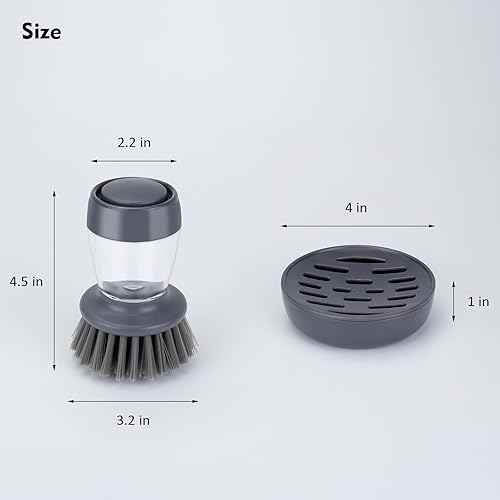 Miniatura 7 de DAPOWER Cepillo para platos con dispensador de jabón, cepillo de cocina para platos, ollas, sartenes, limpieza de fregaderos, juego de escurridor de