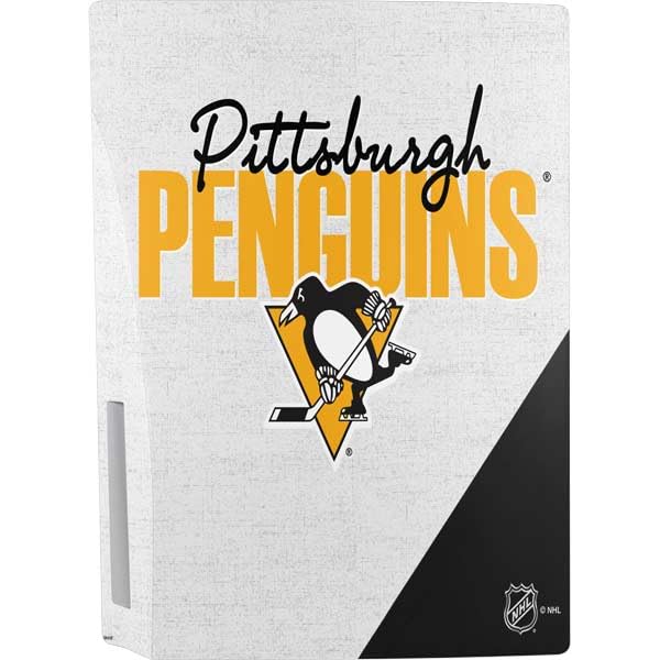 Skinit Decal Gaming Skin Compatible with PS5 Console - Officially Licensed NHL Pittsburgh Penguins Script Design