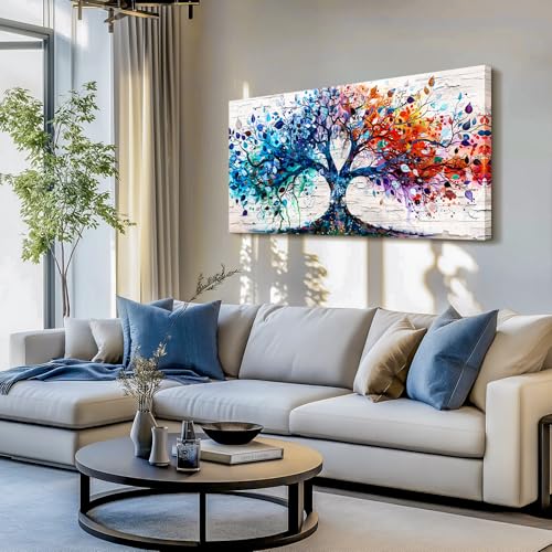 SERIMINO Tree of Life Large Wall Art for Living Room, Colorful Tree Abstract Graffiti Canvas Prints, Nature Botanical Spiritual Artwork for Walls, Modern Office Decorations, Bedroom Wall Decor 30"X60"