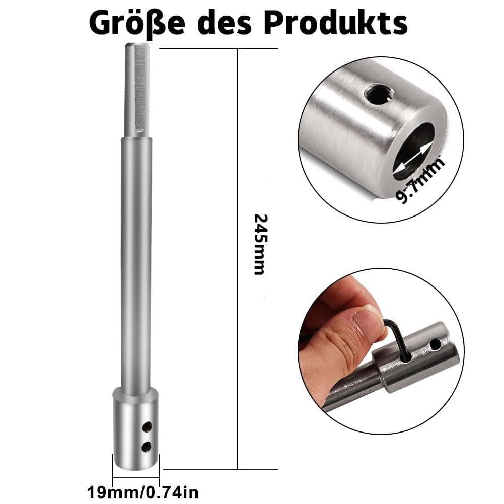 Rallonge de foret de 254 mm extra longue pour foret Forstner avec tige 3/8", rallonge extra longue de 254 mm pour foret Forstner avec tige 3/8"
