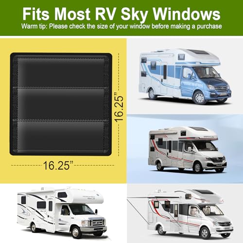 Image of RV Skylight Cover, Vent Cover for Roof16 (L) x 16 inch (W), RV Window Blackout with UV Protection and Foldable Magnet Design, Waterproof Fabric, Reflective